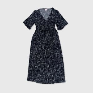 Flutter Short Sleeve Maternity Midi Dress